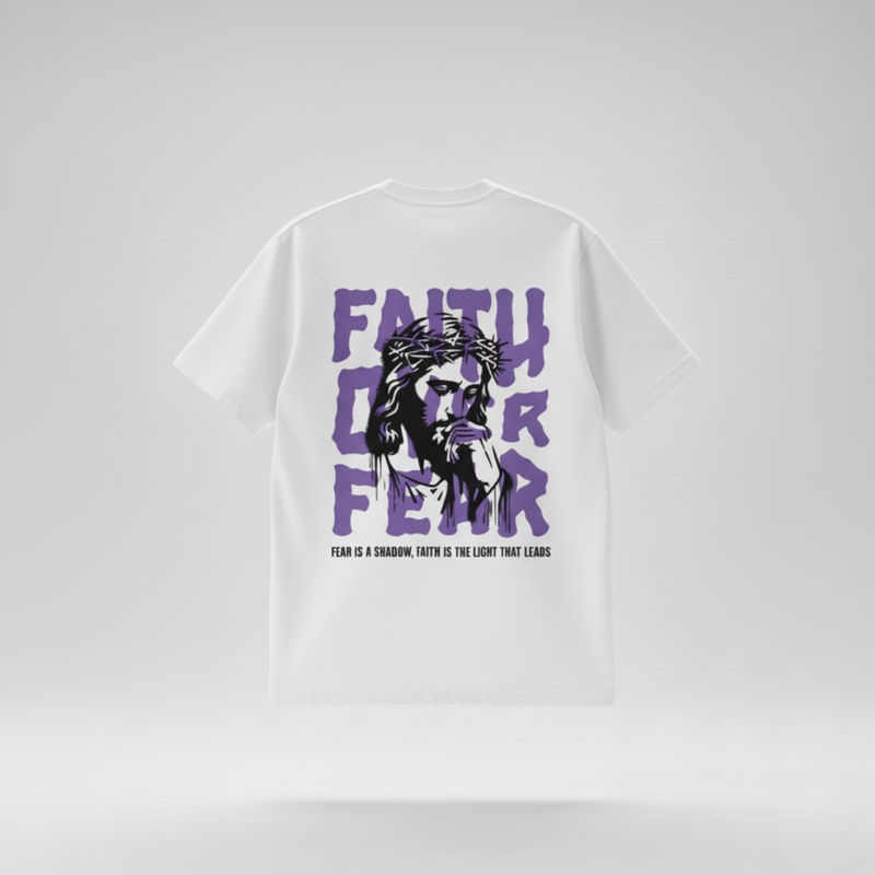 CAMISETA OVERSIZED FAITH OVER FEAR | STREET STILE | 100% ALGODÃO AMERICANO | CONFORTO PREMIUM